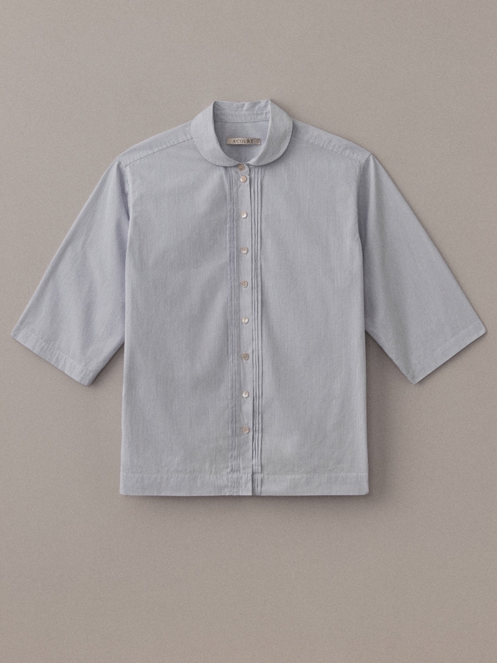 A'COURT Jane Blouse Fine Stripe XS NWT Blue Button Down Shirt Top Sleeves Collar